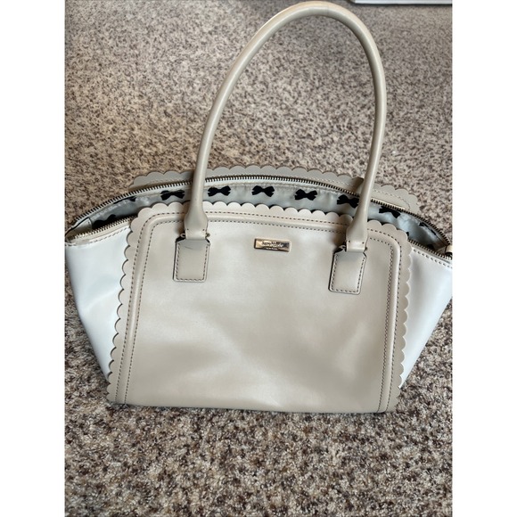Kate Spade Marguerite White/ Beige Leather TOTE PURSE2 Handles Medium Size